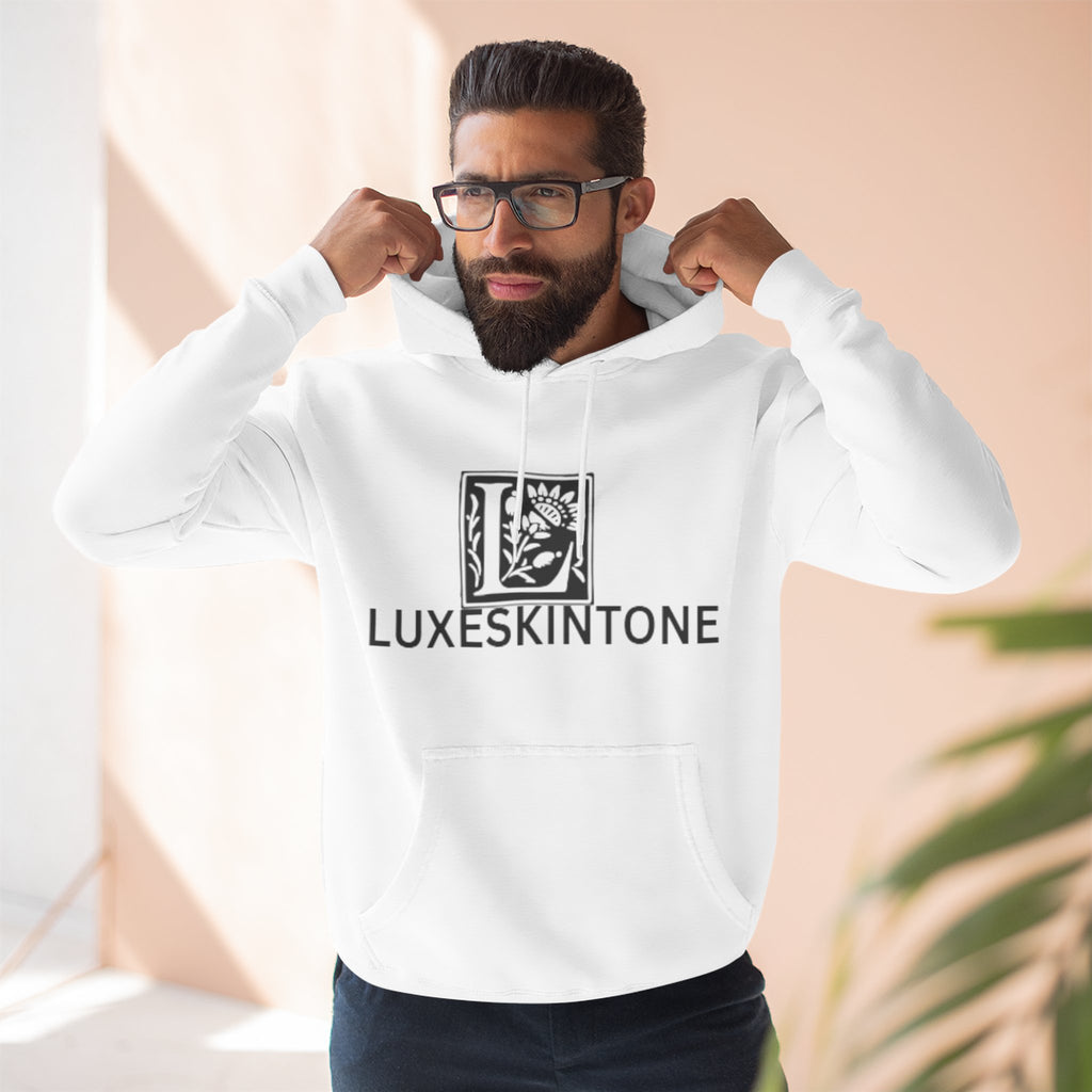 LuxeskinTone Logo Hoodie — Minimalist Monochrome Branded Pullover