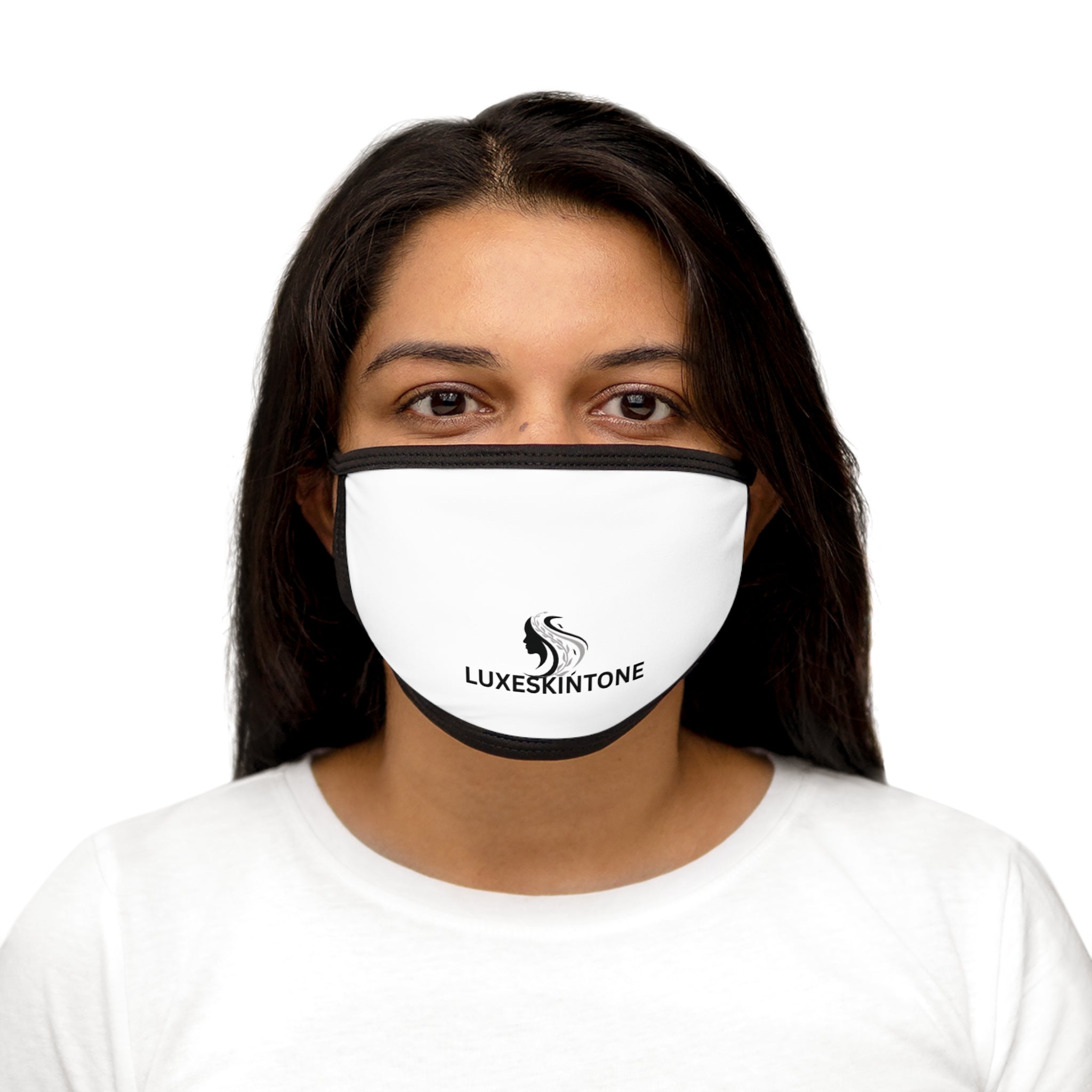 Luxeskintone Logo Face Mask — Black-Trim Mixed Fabric Protective Mask