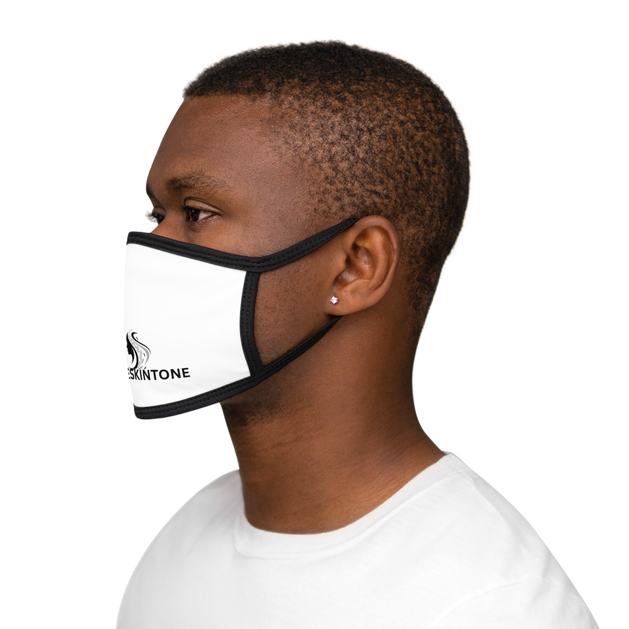 Luxeskintone Logo Face Mask — Black-Trim Mixed Fabric Protective Mask